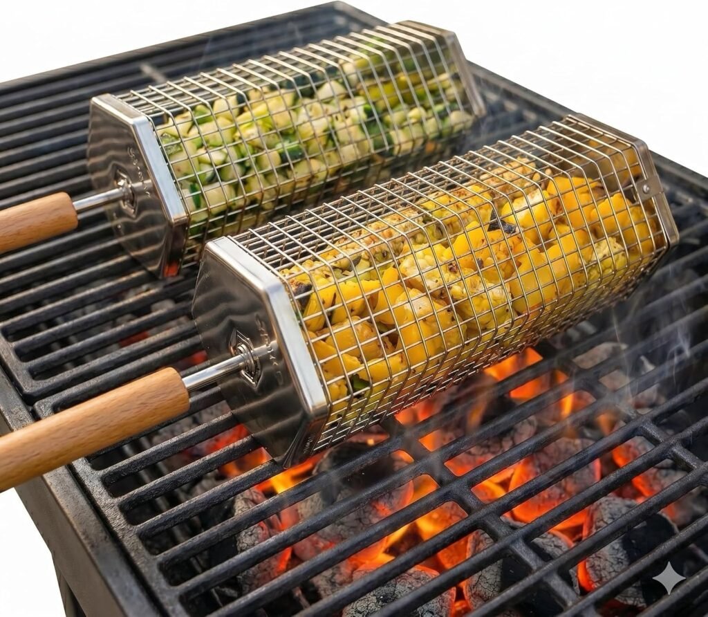 Rolling Grill Baskets, 2-Pack
